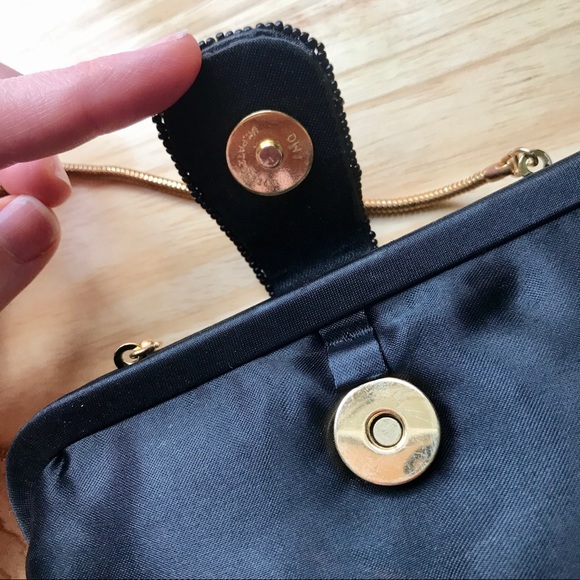 La Regale Black Satin Beaded Mini Evening Bag - Picture 9 of 13